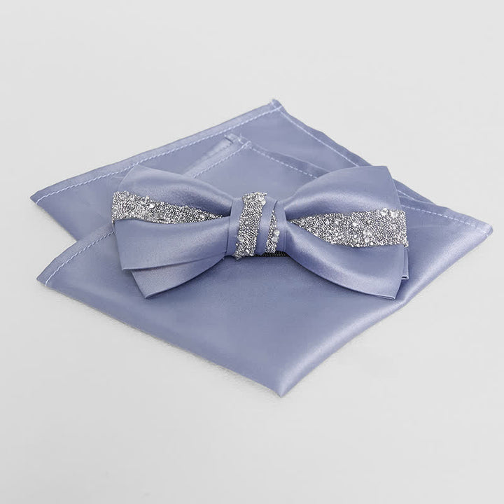 Men's Sparkling Glitter Bow Tie Pocket Square - Sky Blue - Bow Tie + Pocket Square - image 8