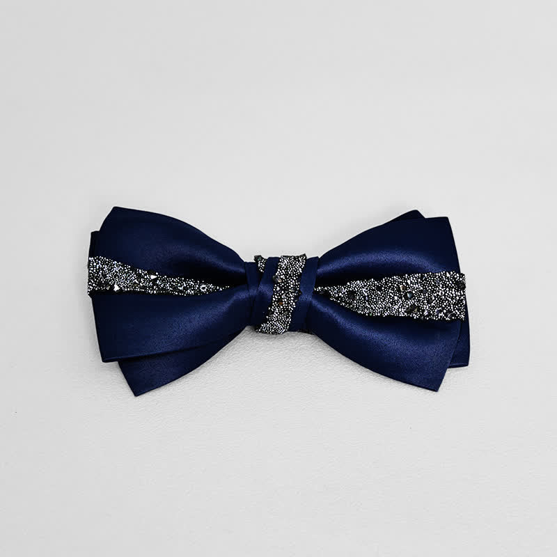 Men's Sparkling Glitter Bow Tie Pocket Square - Navy - Bow Tie - image 1