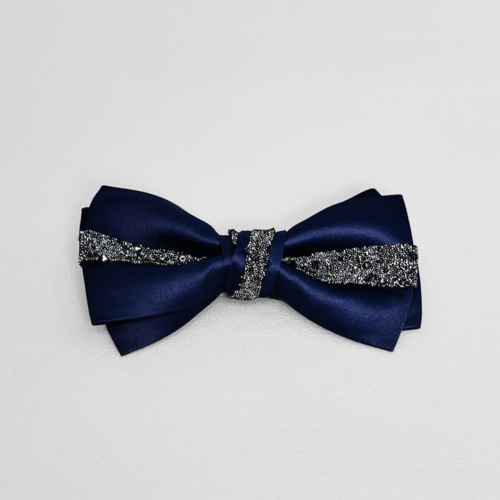Men's Sparkling Glitter Bow Tie Pocket Square - Navy - Bow Tie - image 1