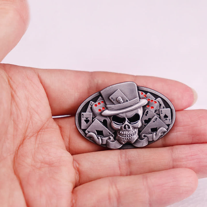 Skull Skeleton Dice Cards Poker Brooch