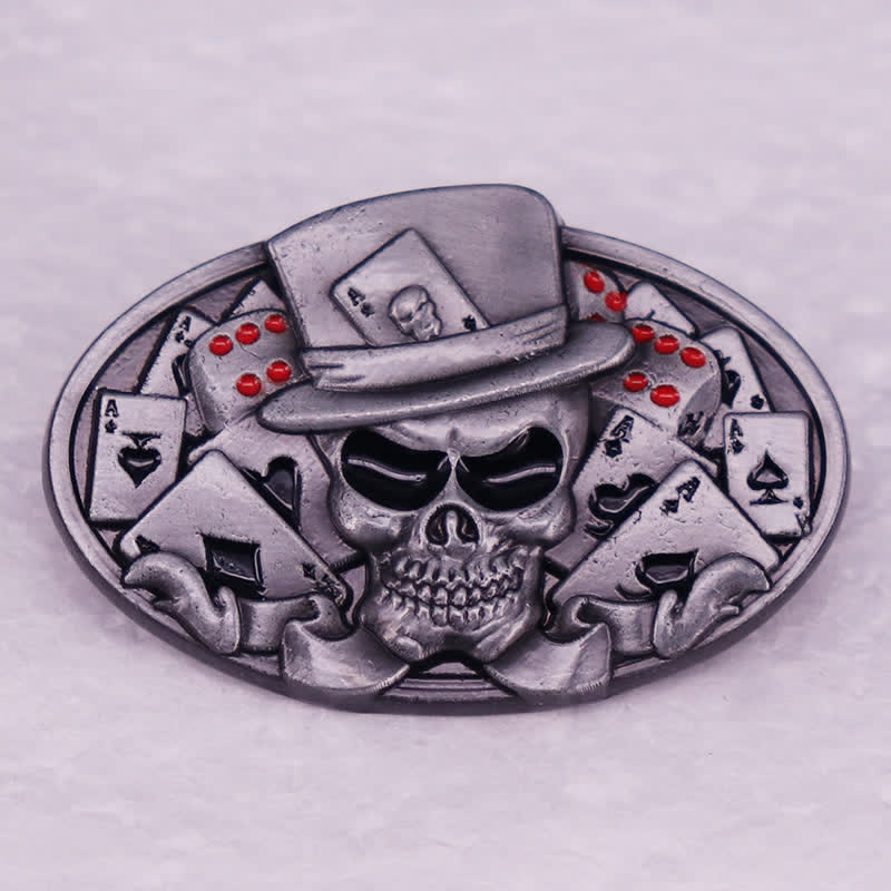 Skull Skeleton Dice Cards Poker Brooch