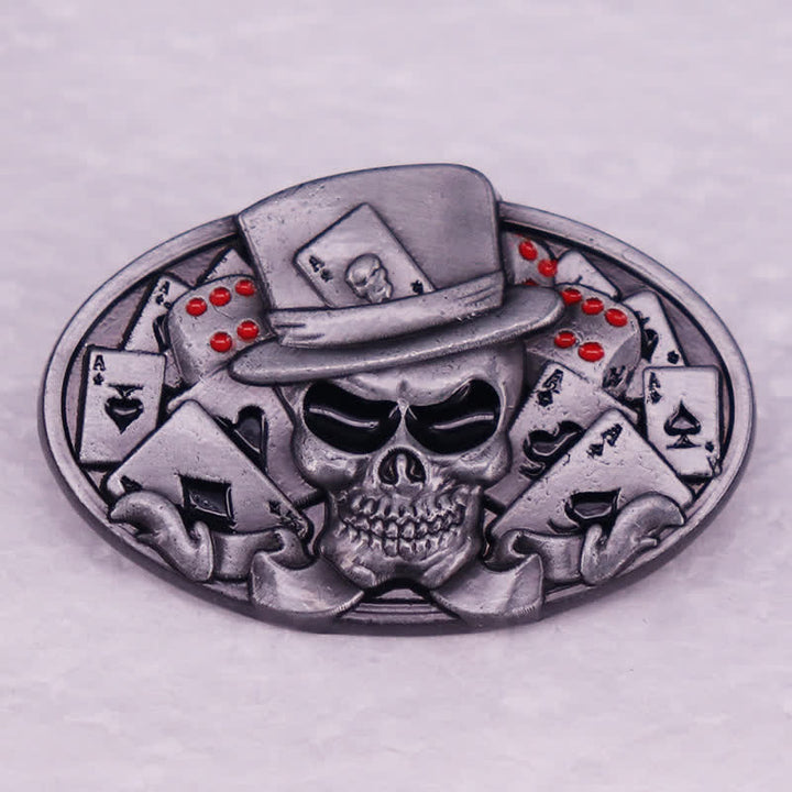 Skull Skeleton Dice Cards Poker Brooch
