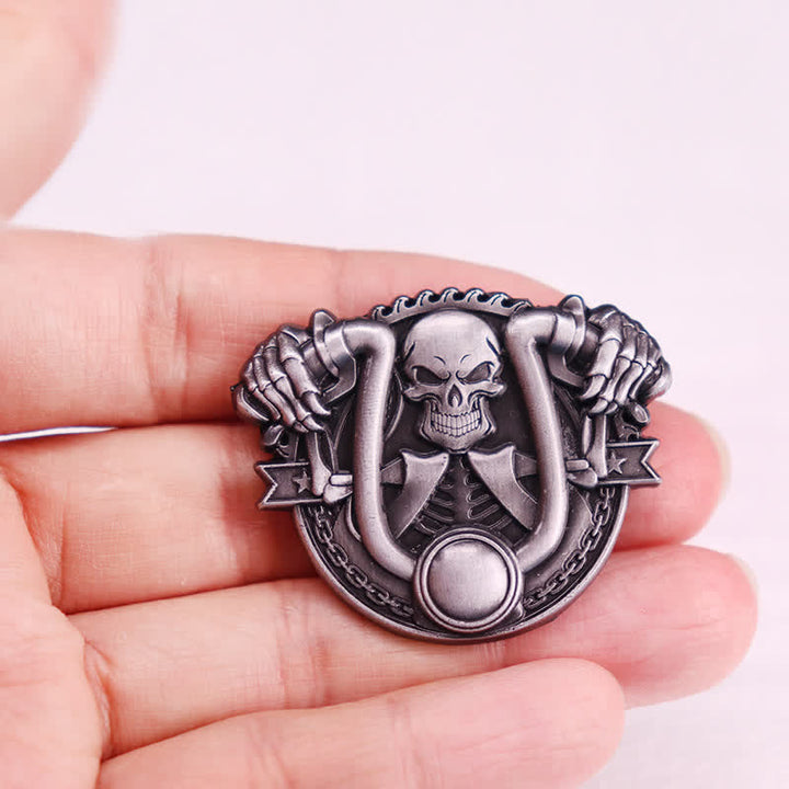 Punk Style Silver Motorcycle Riding Skeleton Brooch