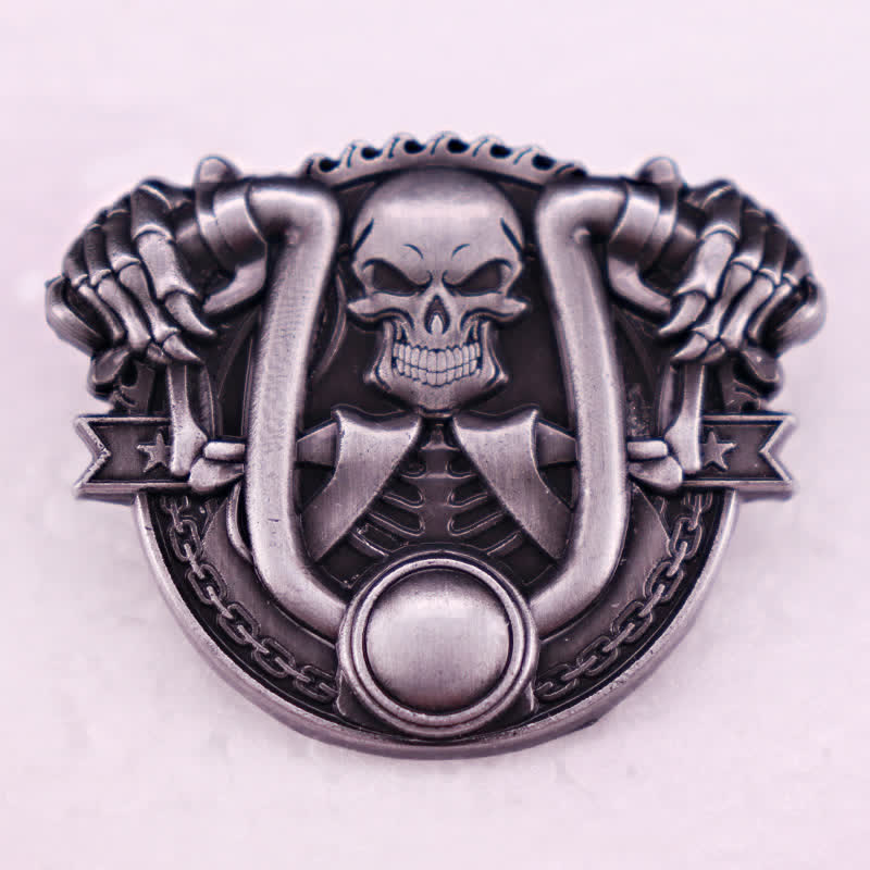 Punk Style Silver Motorcycle Riding Skeleton Brooch - image 1