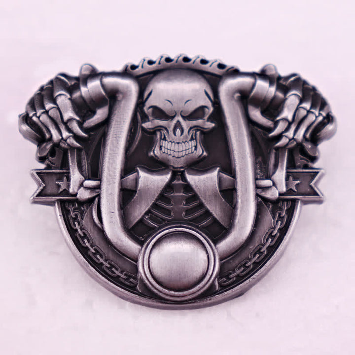 Punk Style Silver Motorcycle Riding Skeleton Brooch - image 1