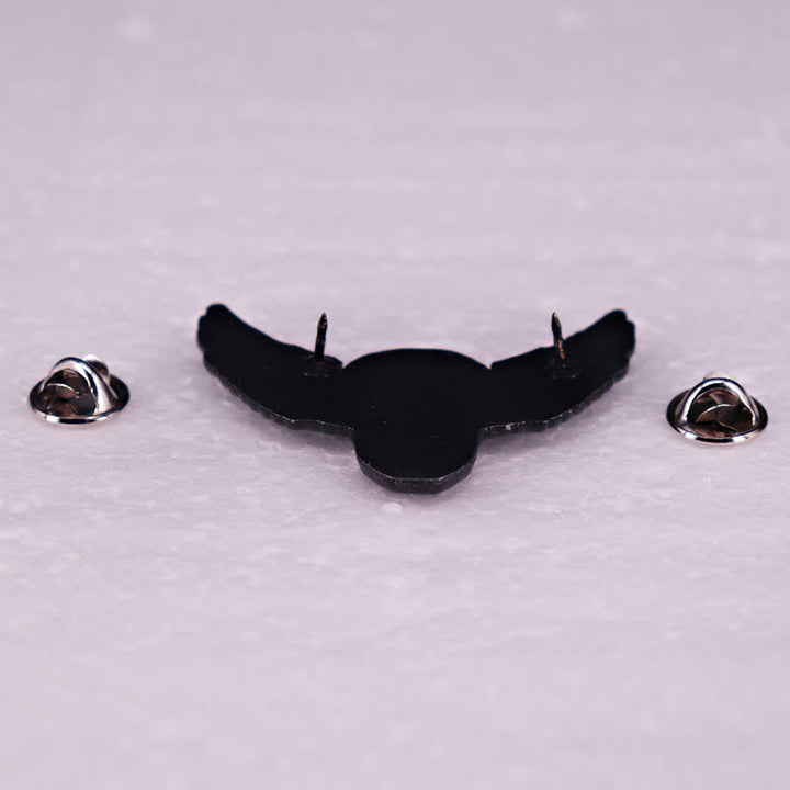 Winged Demonic Laughing Skull Head Brooch - image 3