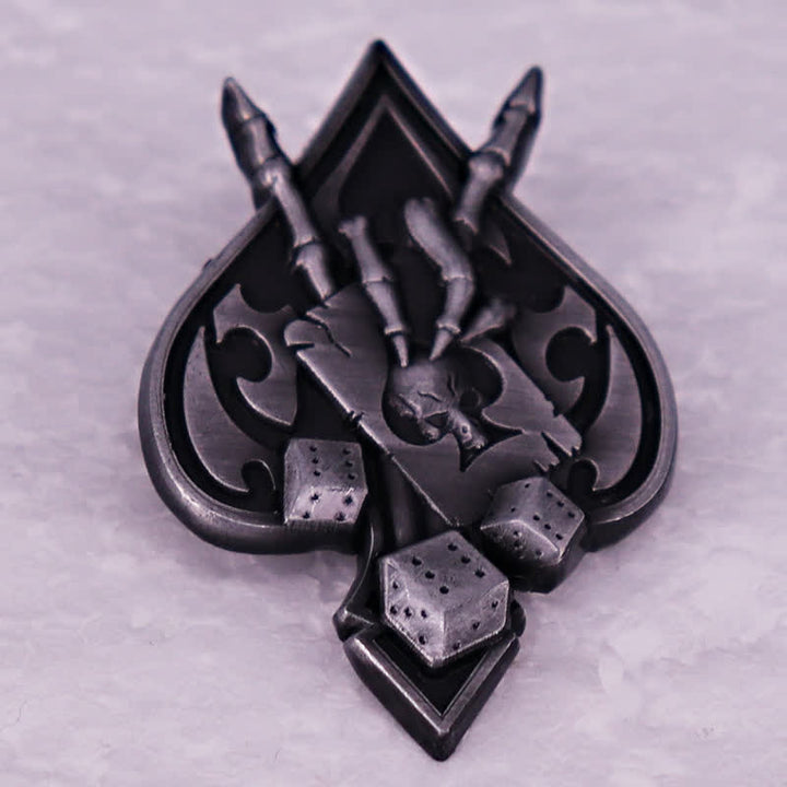 Ace Spades Skull Skeleton Devil Hand Horns Brooch - image 1