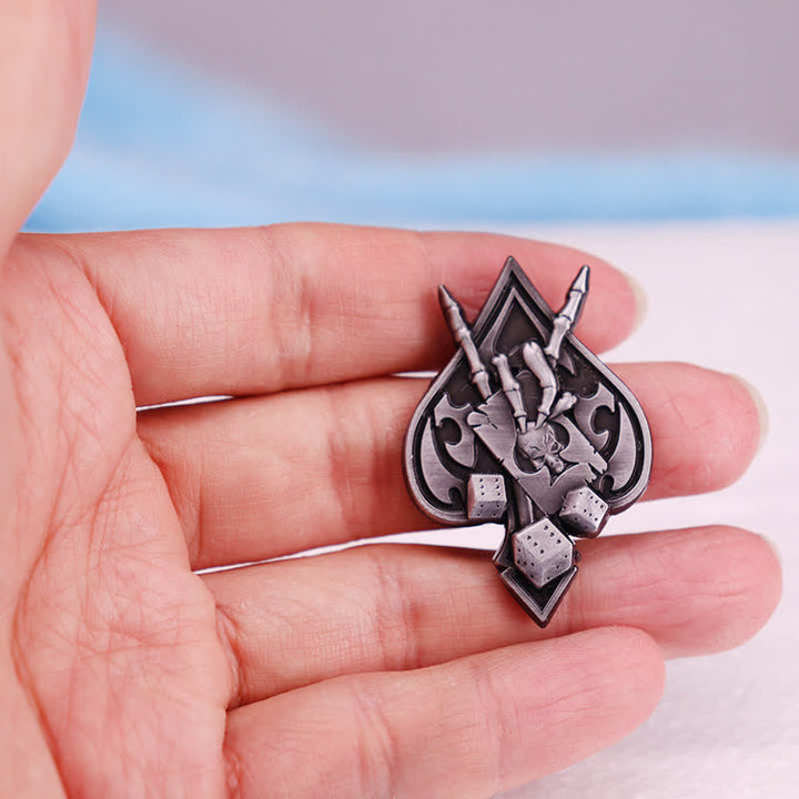 Ace Spades Skull Skeleton Devil Hand Horns Brooch - image 2