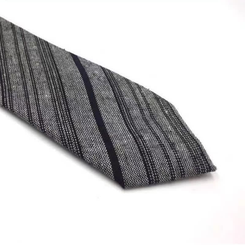 Men's Coffee-Colored Checkered Striped British Cotton Necktie - Style #5 - image 13