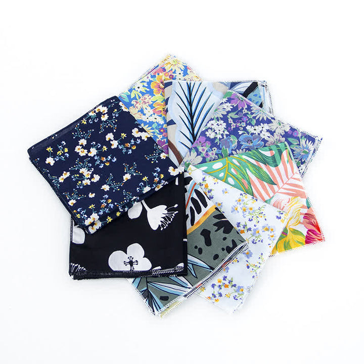 Men's Fresh Floral Patterns Cotton Pocket Square
