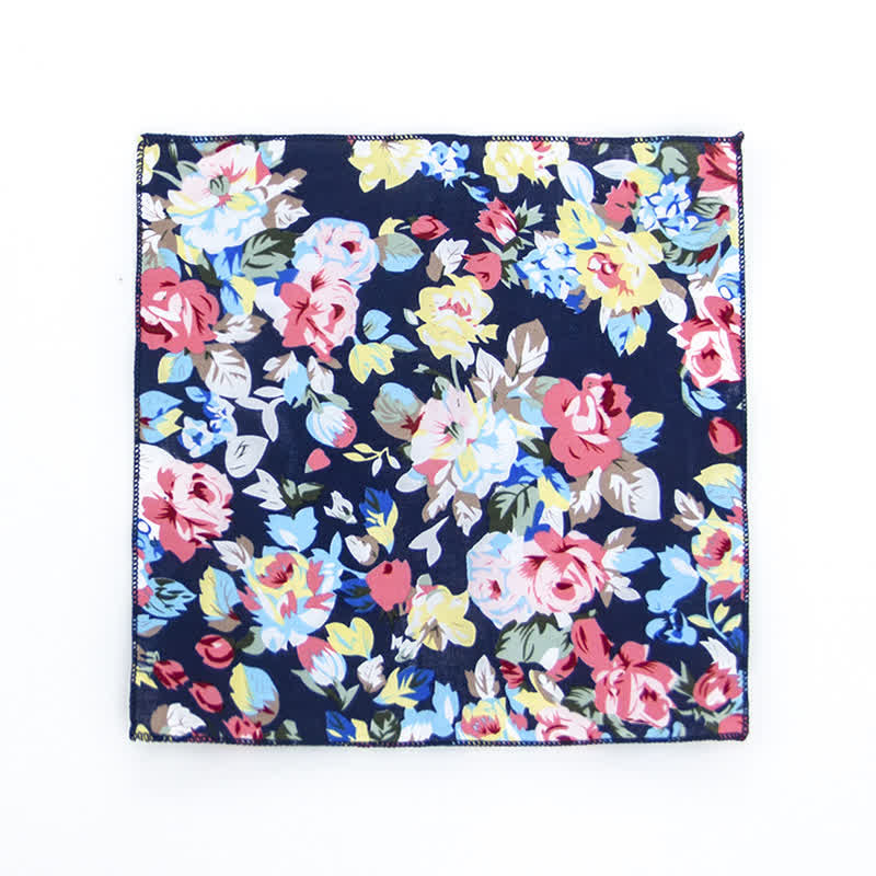 Men's Fresh Floral Patterns Cotton Pocket Square