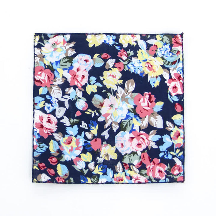 Men's Fresh Floral Patterns Cotton Pocket Square