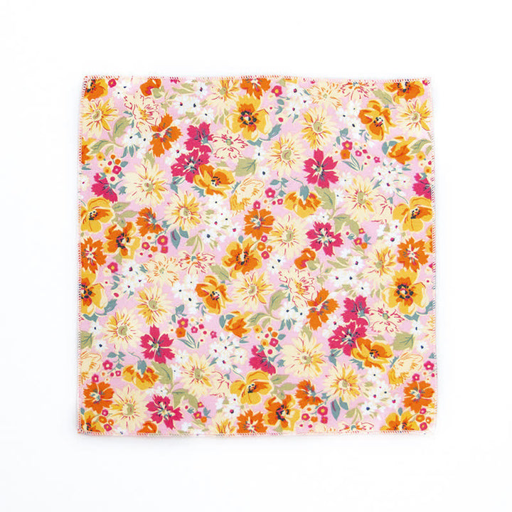 Men's Fresh Floral Patterns Cotton Pocket Square
