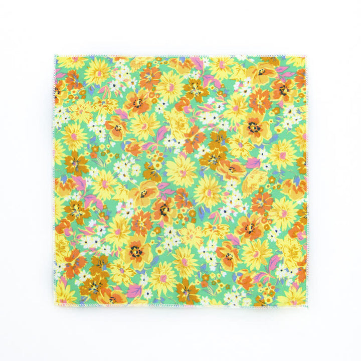 Men's Fresh Floral Patterns Cotton Pocket Square