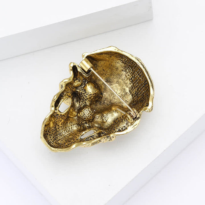 Pirate Gothic Skull Head & Surrounding Snake Brooch
