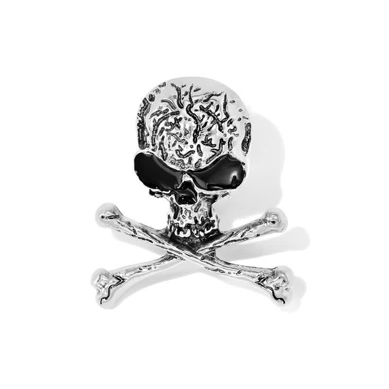 Decorative Punk Skull Crossbone Pirate Brooch - Silver - image 5