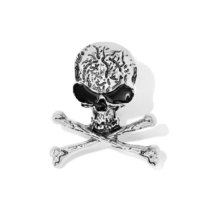 Decorative Punk Skull Crossbone Pirate Brooch - Silver - image 5