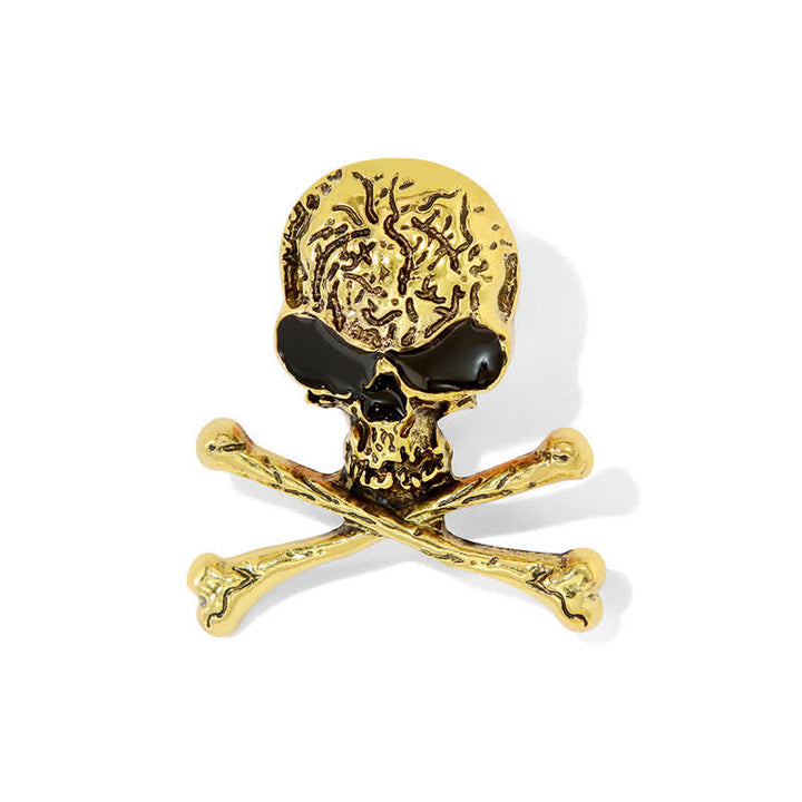 Decorative Punk Skull Crossbone Pirate Brooch - Gold - image 0
