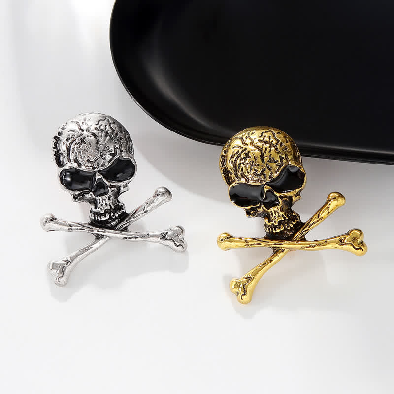 Decorative Punk Skull Crossbone Pirate Brooch - image 1