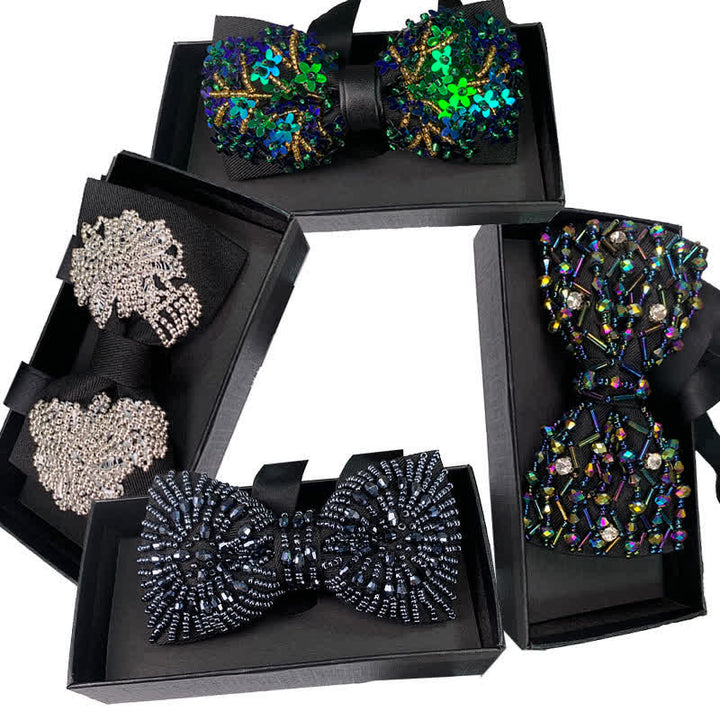 Sparkling Colorful Crystal Embroidered Beaded Bow Tie - image 13
