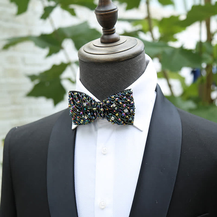 Sparkling Colorful Crystal Embroidered Beaded Bow Tie - image 1