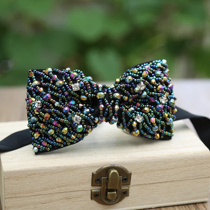 Sparkling Colorful Crystal Embroidered Beaded Bow Tie - image 8
