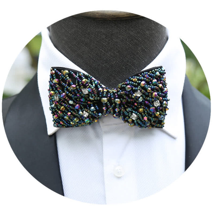 Sparkling Colorful Crystal Embroidered Beaded Bow Tie - image 5