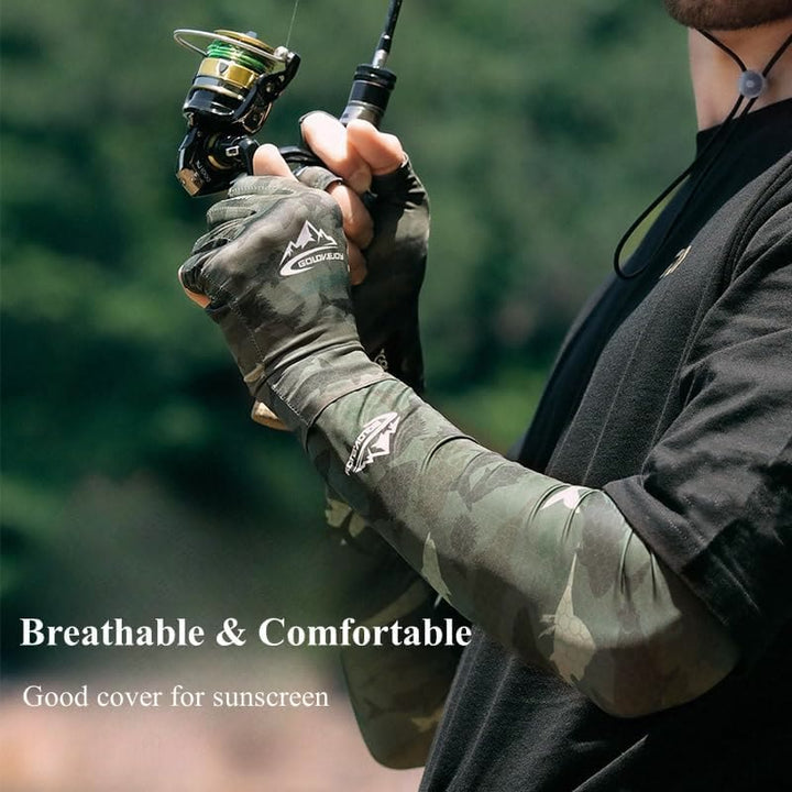 Outdoor Fishing UV Protective Half Finger Ice Silk Fabric Gloves - image 4