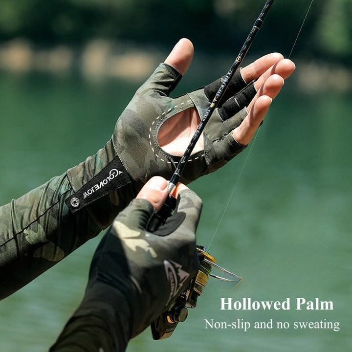 Outdoor Fishing UV Protective Half Finger Ice Silk Fabric Gloves - image 2