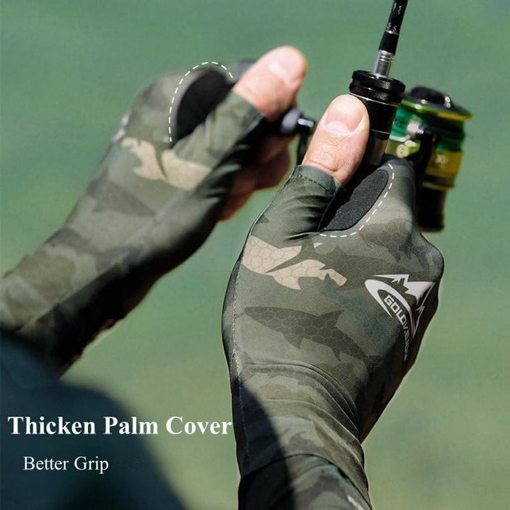 Outdoor Fishing UV Protective Half Finger Ice Silk Fabric Gloves - image 3