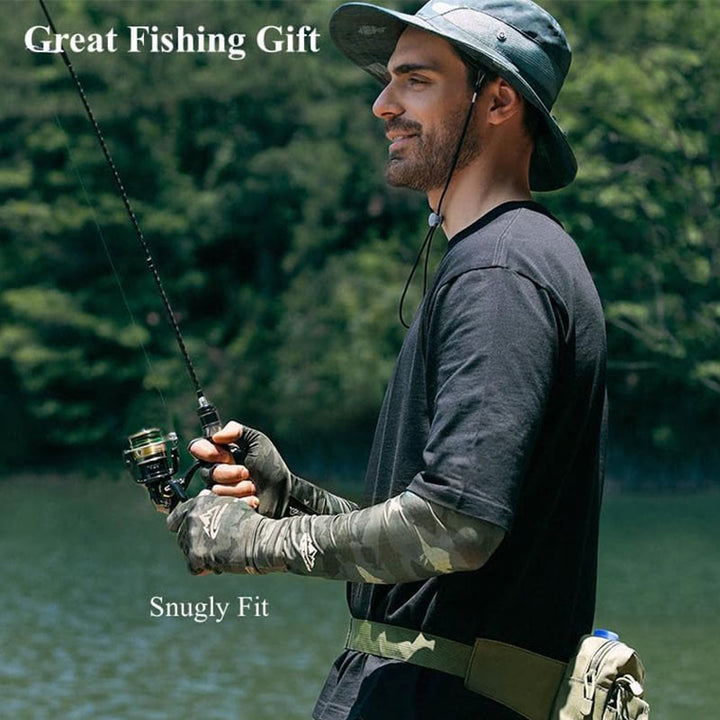Outdoor Fishing UV Protective Half Finger Ice Silk Fabric Gloves - image 1