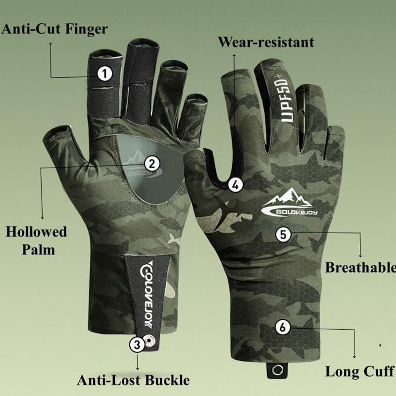 Outdoor Fishing UV Protective Half Finger Ice Silk Fabric Gloves