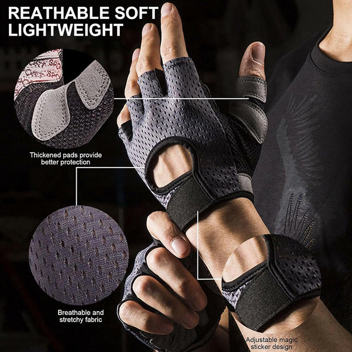 Breathable Lightweight Cycling Lifting Fingerless Gym Gloves - image 1