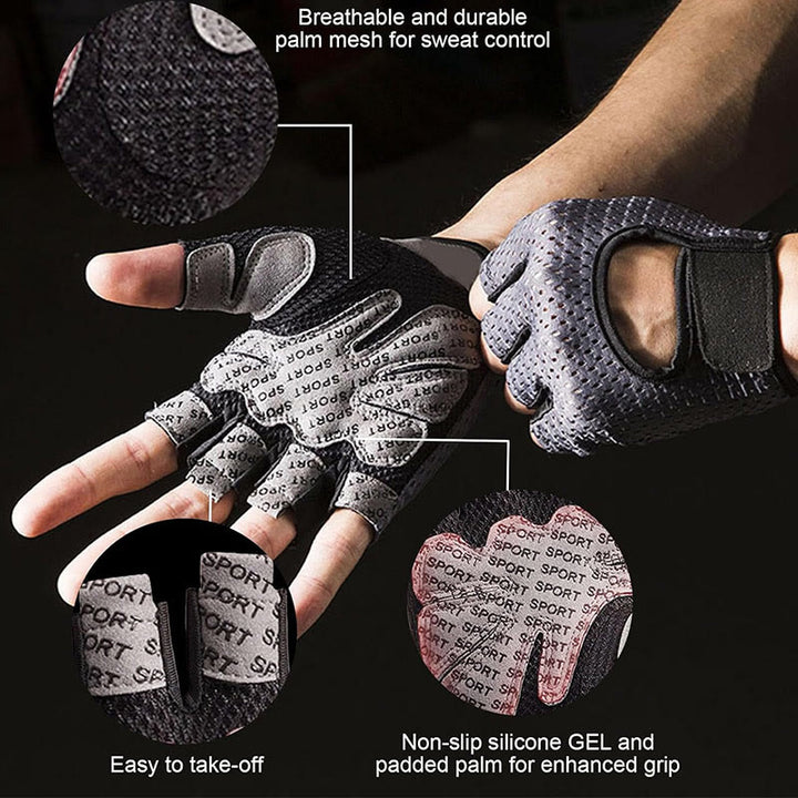 Breathable Lightweight Cycling Lifting Fingerless Gym Gloves - image 2