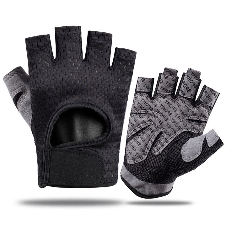 Breathable Lightweight Cycling Lifting Fingerless Gym Gloves - Black - XL - image 11