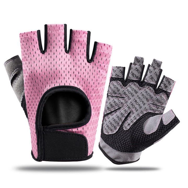 Breathable Lightweight Cycling Lifting Fingerless Gym Gloves - Pink - XL - image 12