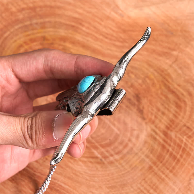 Longhorn Skull Turquoise EDC Tool Multi-function Pendant Belt Buckle