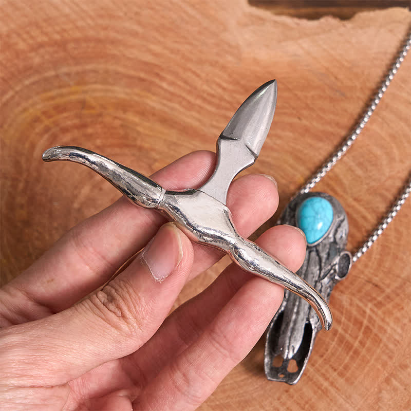 Longhorn Skull Turquoise EDC Tool Multi-function Pendant Belt Buckle