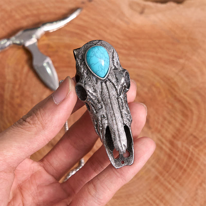 Longhorn Skull Turquoise EDC Tool Multi-function Pendant Belt Buckle
