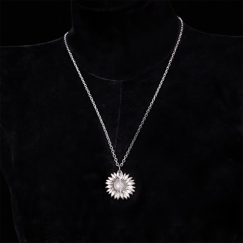 Silver DIY Sunflower Theme Hidden Knife Belt Buckle Necklace Bundle Set