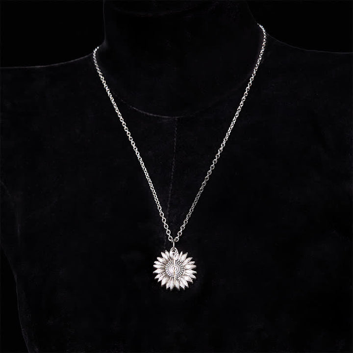 Silver DIY Sunflower Theme Hidden Knife Belt Buckle Necklace Bundle Set