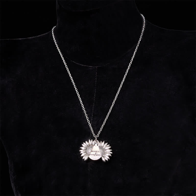 Silver DIY Sunflower Theme Hidden Knife Belt Buckle Necklace Bundle Set