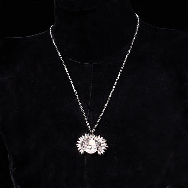 Silver DIY Sunflower Theme Hidden Knife Belt Buckle Necklace Bundle Set