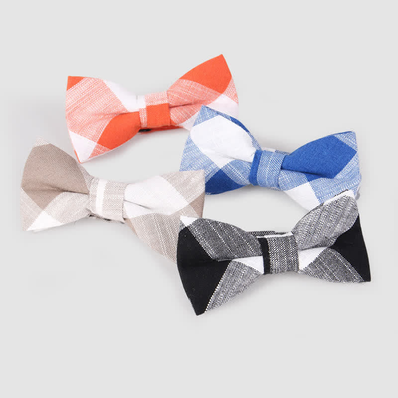Men's Casual Classic Checked Striped Cotton Bow Tie