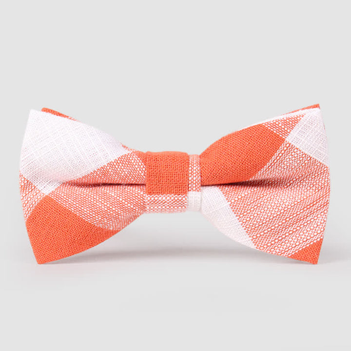 Men's Casual Classic Checked Striped Cotton Bow Tie - Orange - image 7