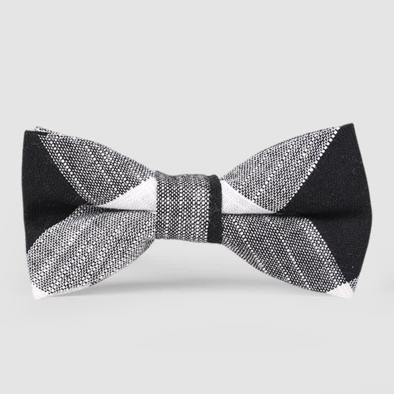 Men's Casual Classic Checked Striped Cotton Bow Tie - Black - image 9