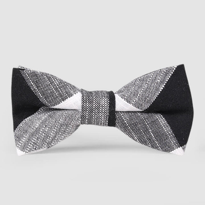 Men's Casual Classic Checked Striped Cotton Bow Tie - Black - image 9