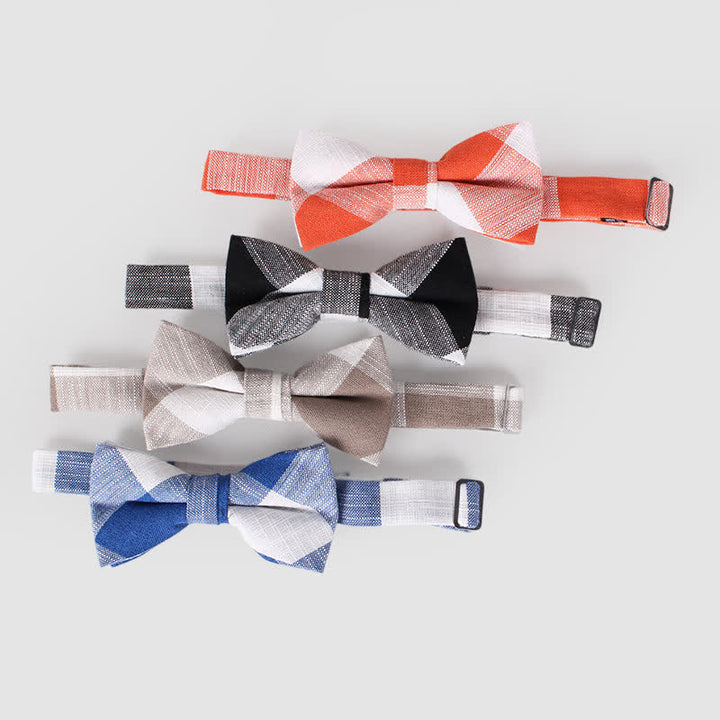 Men's Casual Classic Checked Striped Cotton Bow Tie