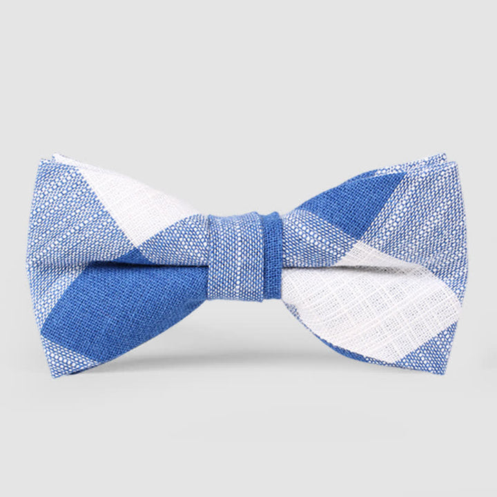 Men's Casual Classic Checked Striped Cotton Bow Tie - Blue - image 0