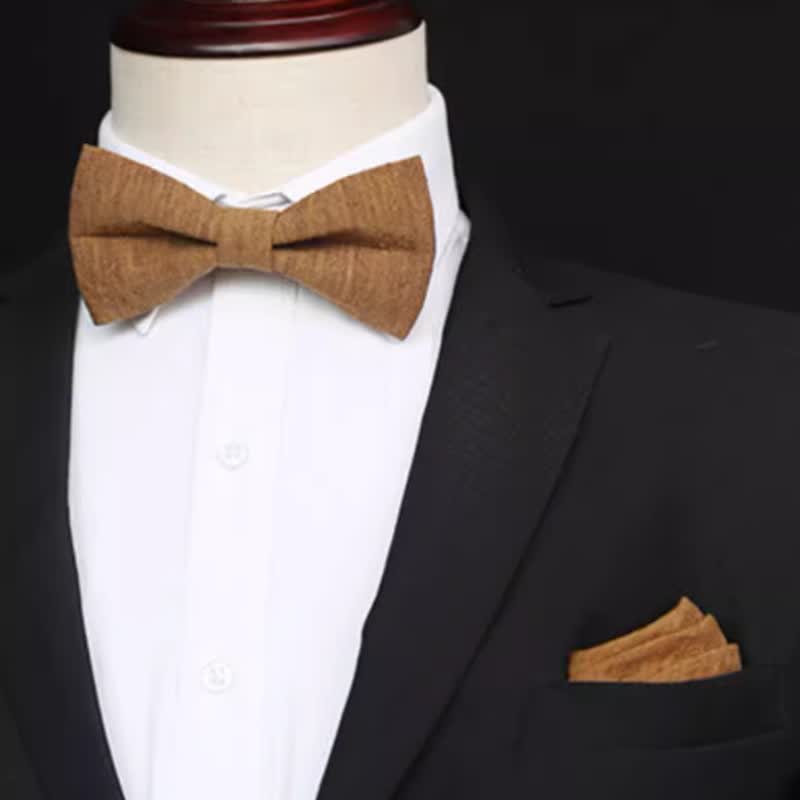 Men's Dark Goldenrod Solid Color Linen Bow Tie - image 0